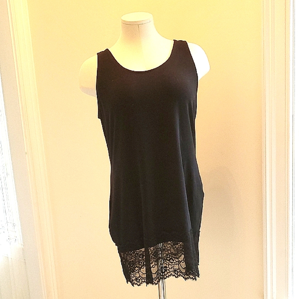 Soma Black Sleeveless Tank Top with Lace Detail
